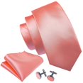 thumbnail image 3 of Solid Silk Mens Tie Hankerchief Cufflinks Set Smooth Plain Necktie For Male Wedding Business Party High Quality Gift, 3 of 5