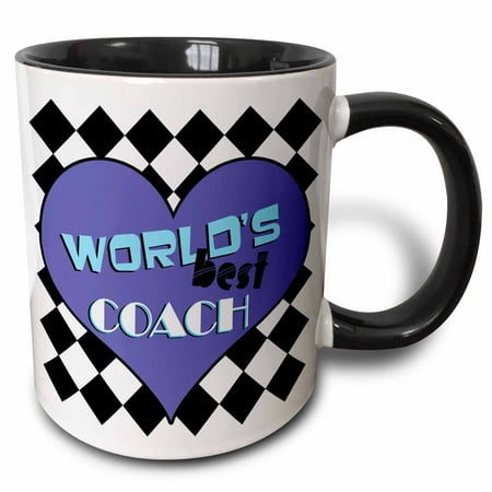 3dRose Worlds Best Coach Blue - Two Tone Black Mug, (Best Cricket Coach In The World)