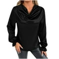 thumbnail image 2 of Women's Oversize Tank Tops Casual Solid Color Hooded Long Sleeve Blouses Trendy Tunic Top Black XL, 2 of 8