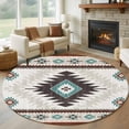 8ft Washable Large Round Rug, Vintage Aztec Non-Slip Circle Area Rug ...