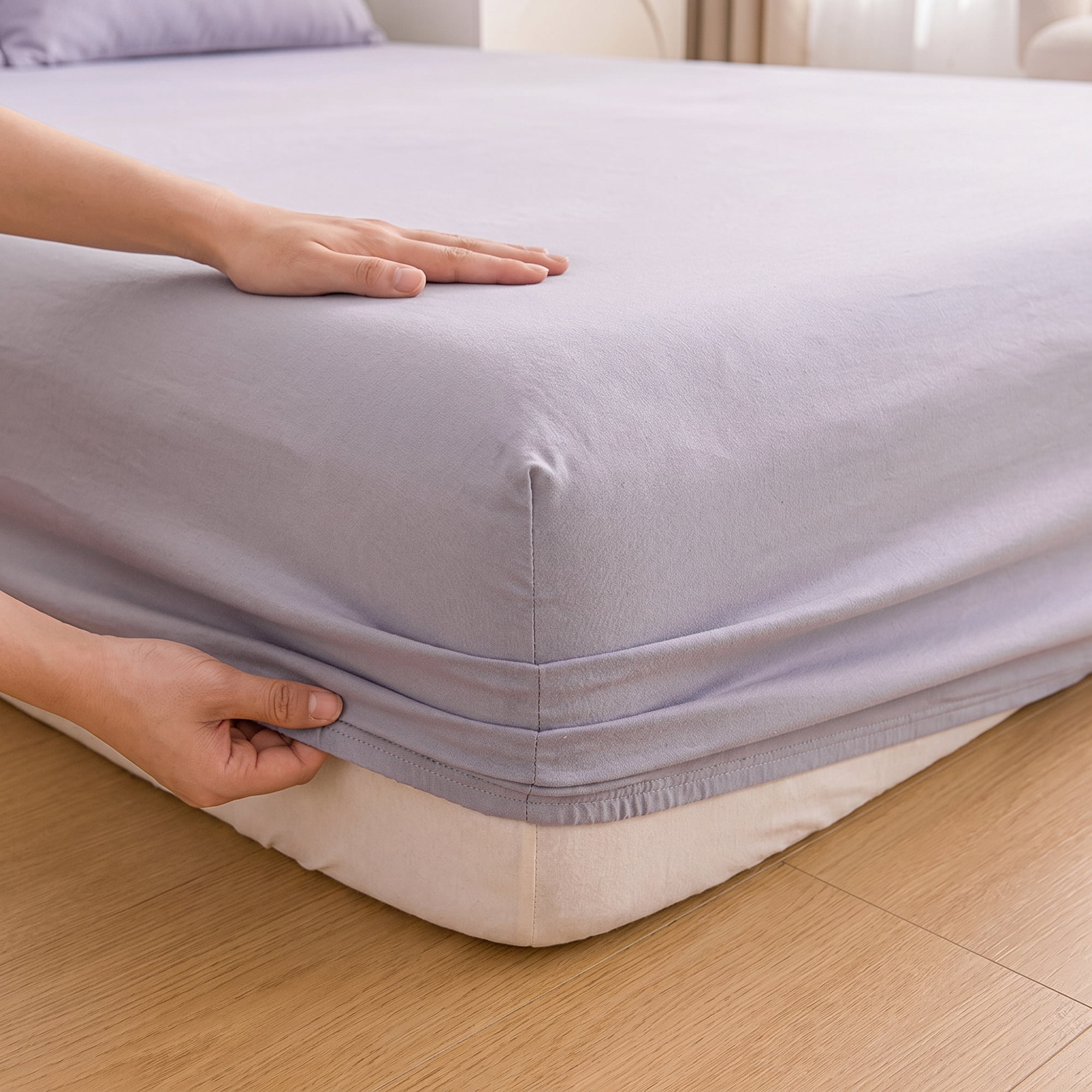 Unique Bargains Fitted Cotton Bed Sheets Breathable for All Seasons 59.8"x79.9" Purple