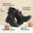 thumbnail image 2 of BURUDANI Kids Girls & Boys Fashion Winter Warm Snow Boots Mid Calf Outdoor Combat Boots for Child Black Size 10, 2 of 4