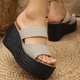 thumbnail image 4 of DeHolifer Womens Sandals Plus Size Wedge Comfortable Open Toe Slip On Flat Slides Casual Summer Sandals, 4 of 8