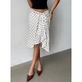 thumbnail image 5 of Black And White Polka Dot Asymmetrical Low Waist Knee-Length Skirt For Women, 5 of 7