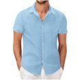 thumbnail image 2 of pstuiky Camisas casuales de manga corta para hombre, Camisa informal de verano para hombre, de color liso, de manga corta y con solapa y botones. camisas casuales para hombre l, 2 of 6