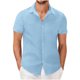 thumbnail image 2 of pstuiky Camisas casuales de manga corta para hombre, Camisa informal de verano para hombre, de color liso, de manga corta y con solapa y botones. camisas casuales para hombre l, 2 of 6