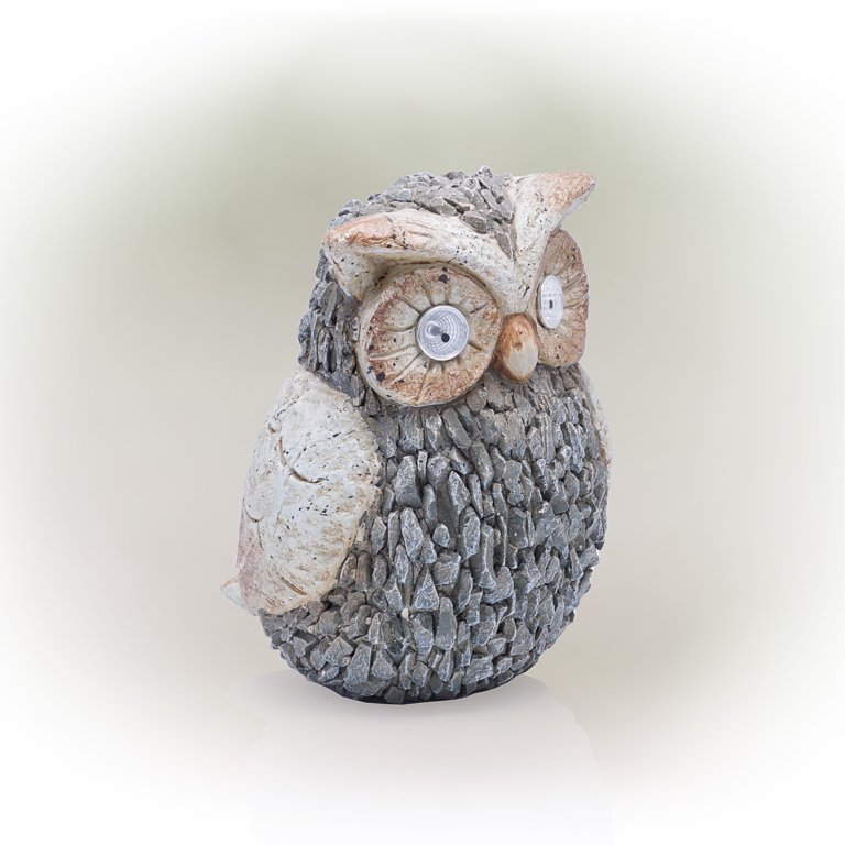 Alpine Corporation Solar Outdoor Garden Owl Statue, 10 inch Tall