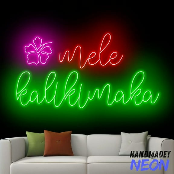 Handmadetneonsign Mele Kalikimaka Neon Sign, Merry Christmas Hawaiian Led Sign, Christmas Gift Wall Art, Holiday Decor 82794