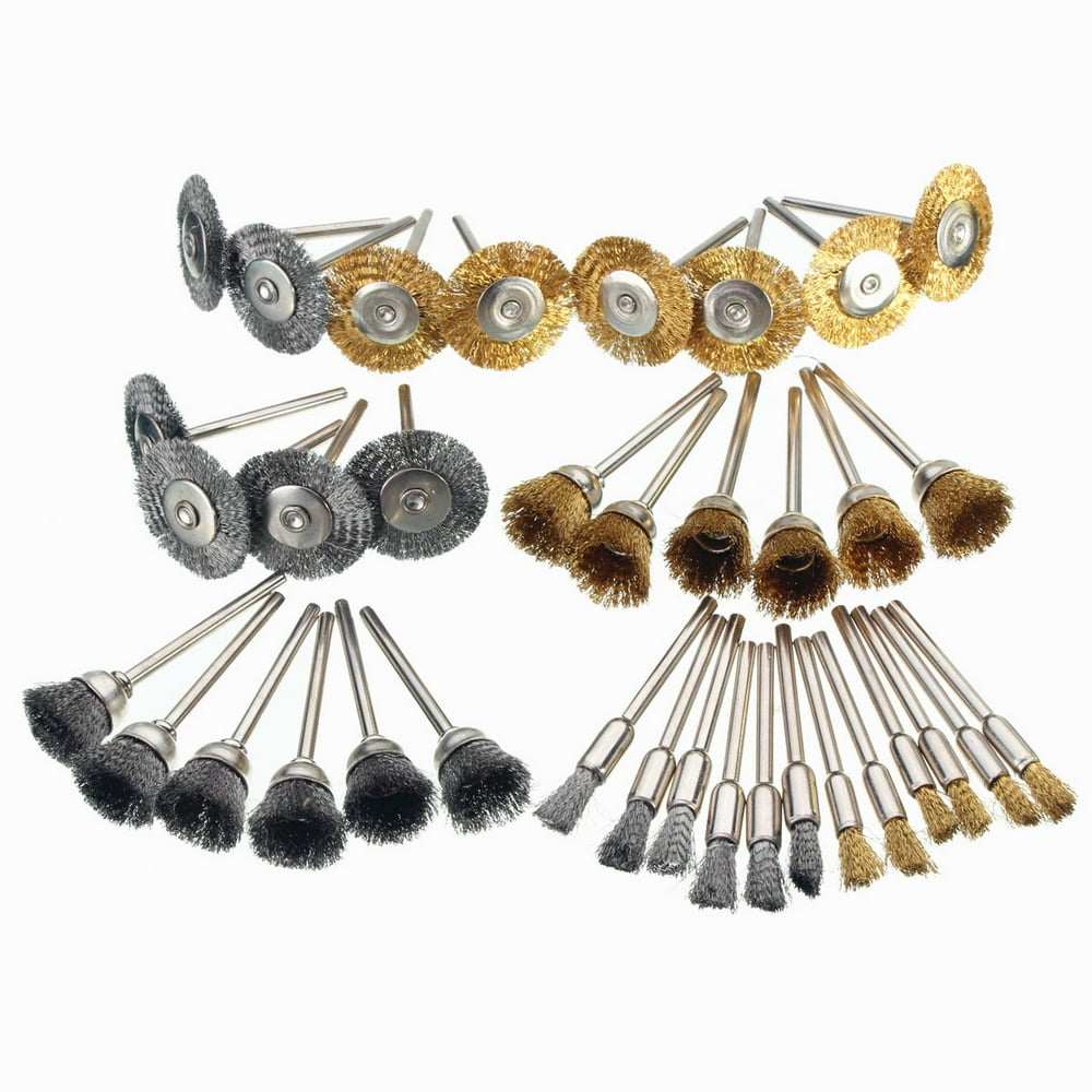 Drillpro 36Pcs/Set Brass Copper Steel Wire Brush Polishing Wheels For