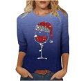 thumbnail image 2 of Camisetas de Manga Larga de las Mujeres Imprimir Navidad Cuello Redondo 3/4 Manga Suéter, Top Casual para las Vacaciones, 2 of 8