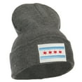 thumbnail image 4 of Chicago Flag Embroidered Long Beanie - Dk Grey OSFM, 4 of 5