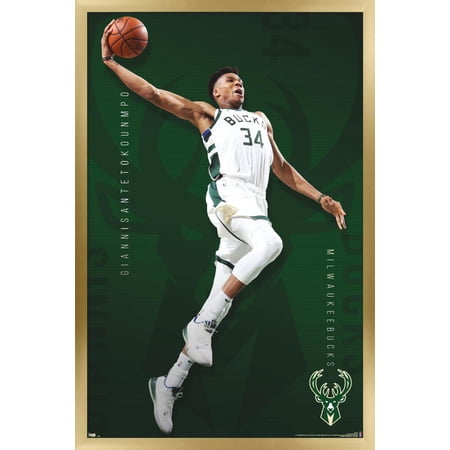 NBA Milwaukee Bucks – Giannis Antetokounmpo 19 Wall Poster 14.725 x 22.375 Framed