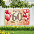 thumbnail image 5 of Pink Themed Glittery 60th Birthday Banner Background Decorations for Birthday Party Photography Props Backdrop Party Supplies Celebrations Decor, 5 of 7