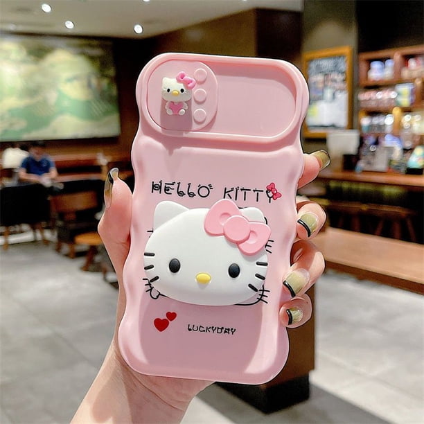 Sanrio-funda protectora de cámara deslizante 3D Hello kitty para iPhone 14, 13, 12, 11 Pro Max Plus, soporte completo, Y2k, Original Fivean unisex
