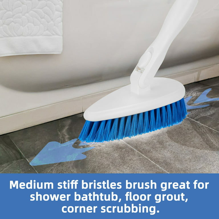Floor Scrub Brush with Long Handle - 48 Stiff Bristle Shower Deck Brush, Long  Handled Grout Scrubbing Brushes for Cleaning Tile, Shower, Tub, Bathtub and  Patio 
