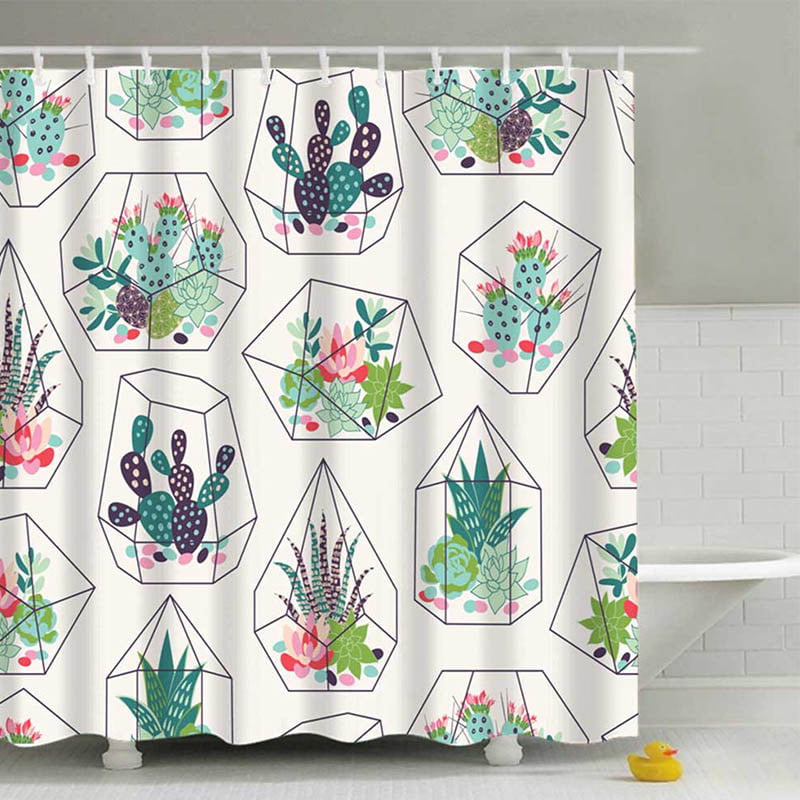 Details about   Household Fabric Waterproof Shower Curtain Bathroom Bath Curtain With Hooks B US 