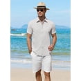 thumbnail image 5 of Youclos Short Sleeve Linen Shirts for Men Casual Button Down Hawaiian Shirt, 5 of 7