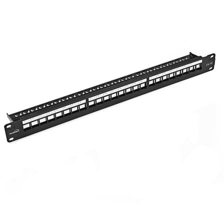 NavePoint 24-Port CAT5e UTP Patch Panel 1U with Keystones, Black