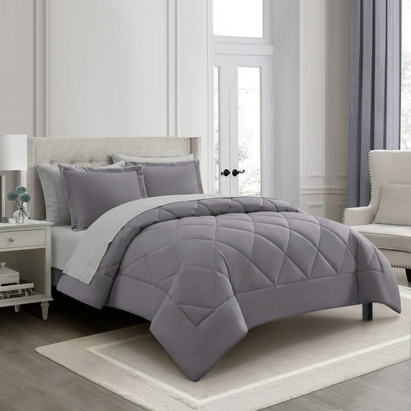 Nanshing Anneli 7 Piece Comforter Set, King, Grayish Purple