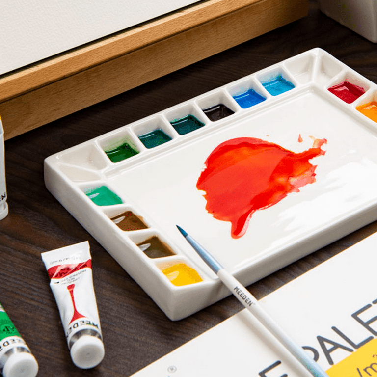 8 Inch Porcelain Watercolor Palette, Mixing Ceramic Watercolor Palette,  Mixing Tray Paint Palett for Watercolor Gouache Acrylic Oil Painting 13-Well