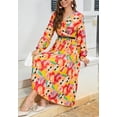 thumbnail image 3 of Multicolor Abstract Print Pleated Dress, Yellow, X-Large, 3 of 5
