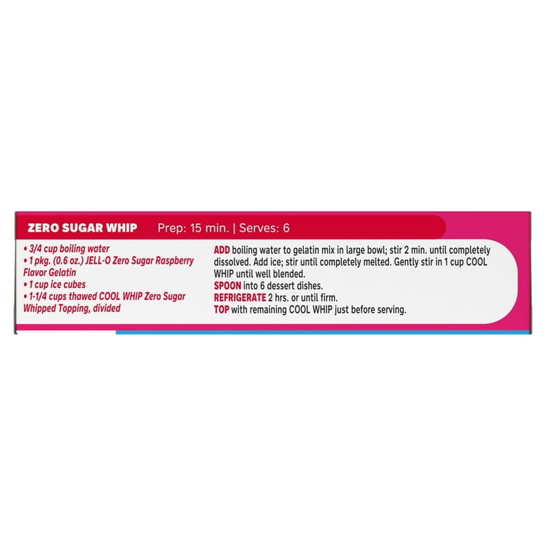 Jell-O Family Size Raspberry Gelatin Dessert Mix, Zero Sugar