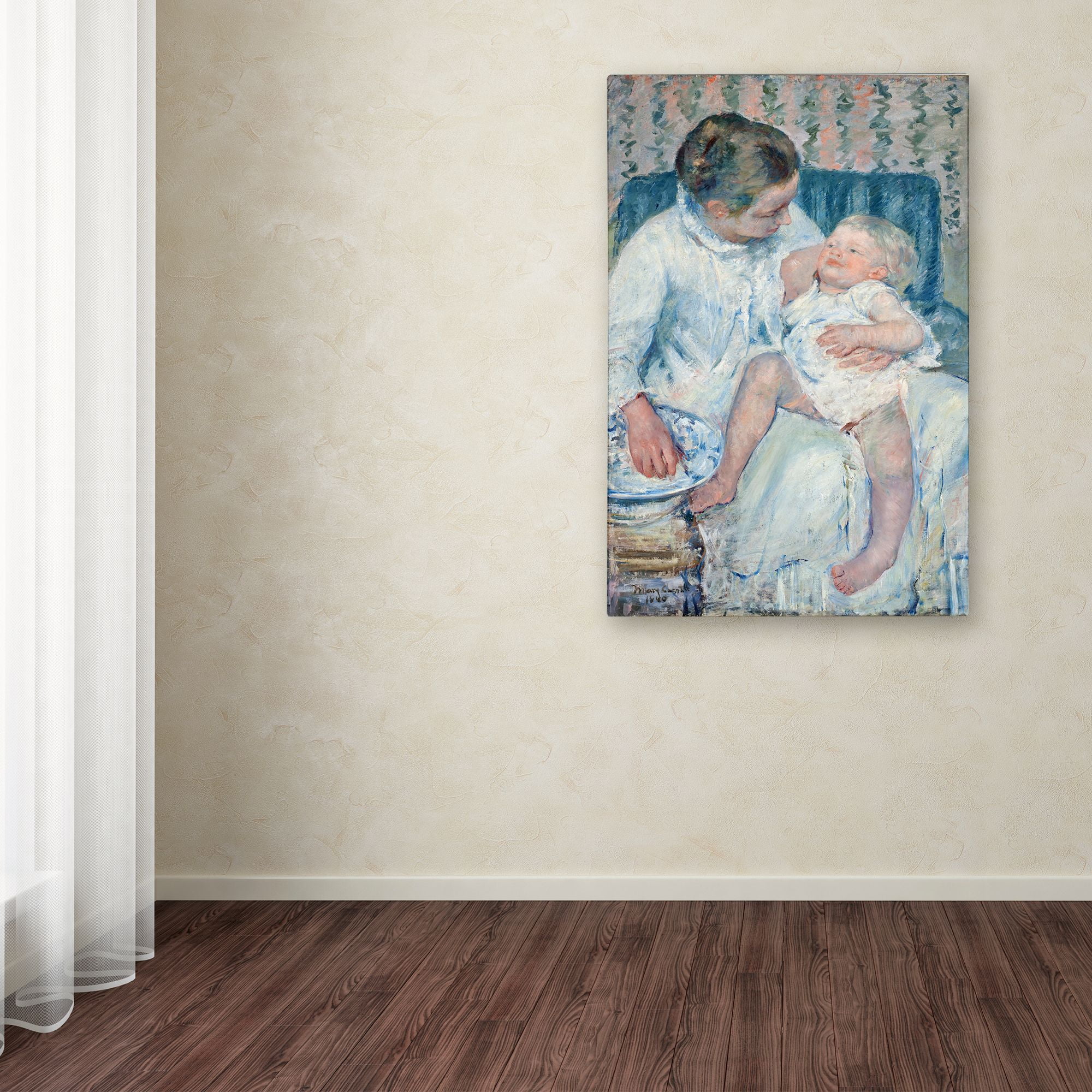 Cassatt 'Mother About To Wash Her Sleepy Child' Canvas Art