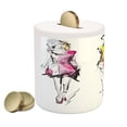 thumbnail image 2 of Teen Room Piggy Bank, Fashion Models Walking on Runway Girly Colorful Abstract Sketch Art Design, Ceramic Coin Bank Money Box for Cash Saving, 3.6" X 3.2", Multicolor, by Ambesonne, 2 of 4