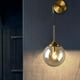 thumbnail image 3 of Lámpara de pared de bola de cristal moderna de mediados de siglo, apliques de pared de globo, iluminación del hogar, pared B vidrio ámbar, 3 of 7