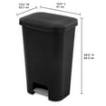 thumbnail image 2 of STERILITE 11.9 Gallon StepOn Wastebasket with Lid, Ideal in The Kitchen and Mudroom, Fits a Large 13 Gal Trash Liner, Pedal, Black Lid and Bin, 4-Pack, 2 of 8
