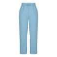 thumbnail image 4 of Women's Plus Size Sweatpants Solid Color Drawstring High Waisted Straight Tube Baggy Casual Sweatpants With Pockets (2XL, Light Blue), 4 of 4