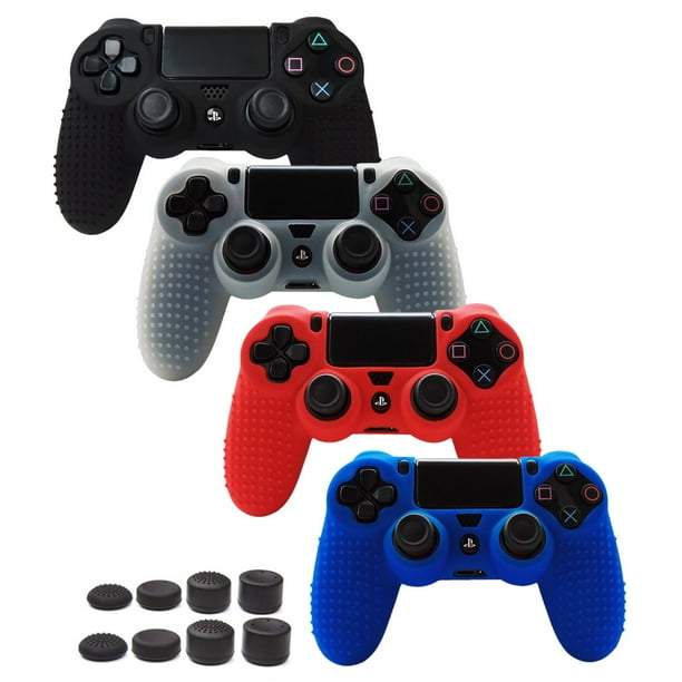 Skin Compatible For Ps4 Controller Grips Cover Studded Anti Slip Silicone Sleeve For Ps4 Slim Pro Controller Controller Skin X 4 Fps Pro Thumb Grips X 8 Black White Red Blue Walmart Com Walmart Com