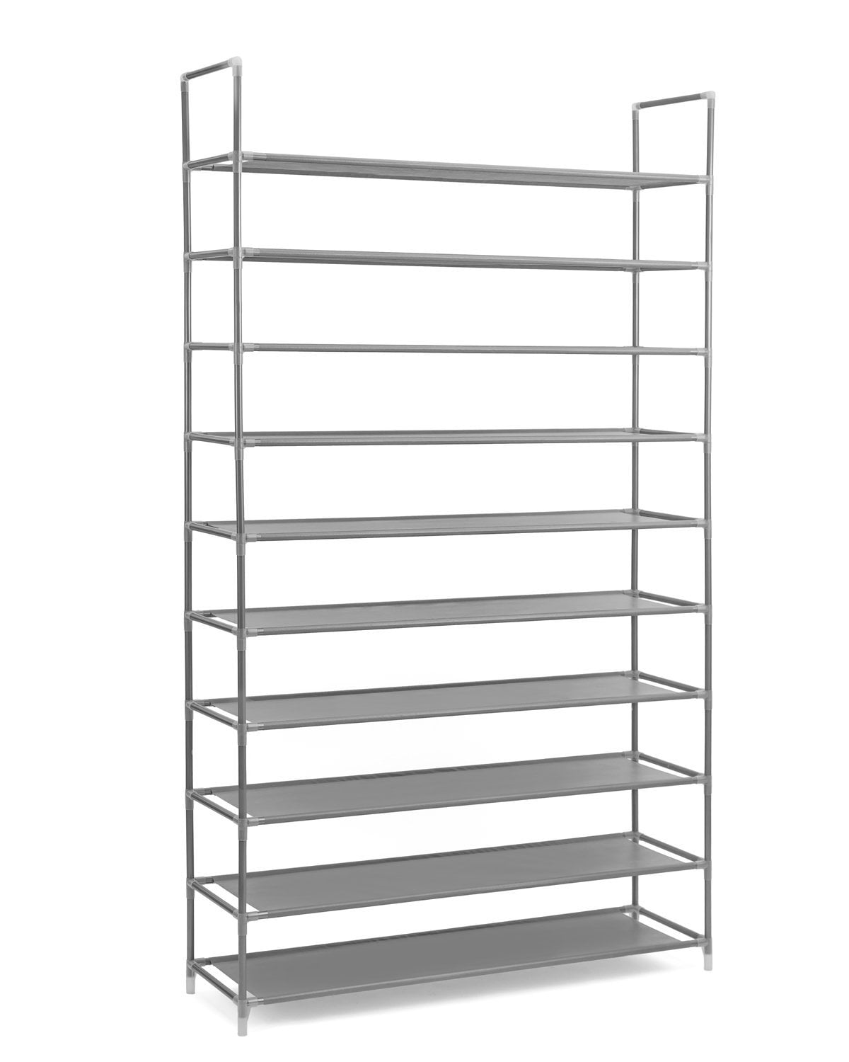 Household Essentials 41.5 in. H 12-Pair 12-Tier Off White Canvas Shoe Rack, Natural and Silver