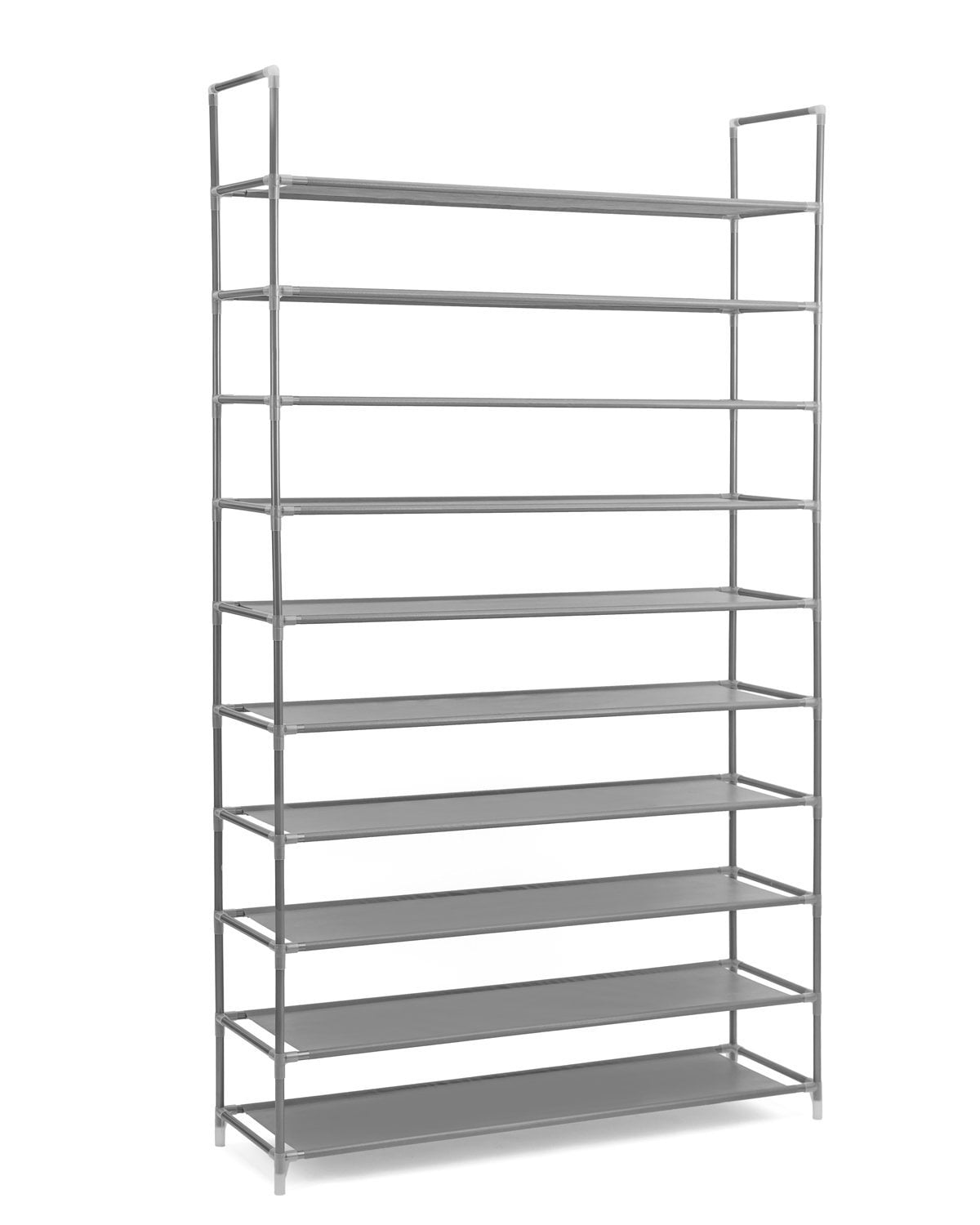stackable wood shoe rack on Highflow 10 Tier Stainless Steel Shoe Rack Shoe Storage Stackable Shelves Holds 50 Pairs Of Shoes 35 X 11 X 69 Gray Walmart Com Walmart Com