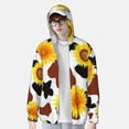 thumbnail image 4 of Goofa Sunflower Cow Printed Women's UPF 50+ Sun Protection Hoodie Jacket Lightweight Long Sleeve Sun Shirt for Women with Pocket Hiking Outdoor-3X-Large, 4 of 9