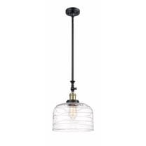 206-BAB-G713-L-Innovations Lighting-Bell - 1 Light Stem Hung Mini Pendant In Industrial Style-15 Inches Tall and 12 Inches Wide-Black Antique Brass