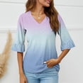 thumbnail image 5 of Long Sleeve Tshirt Clearance Women’s Fall Blouses Fashion Split Flare Sleeves V-Neck Casual Loose T-shirt Top, 5 of 5
