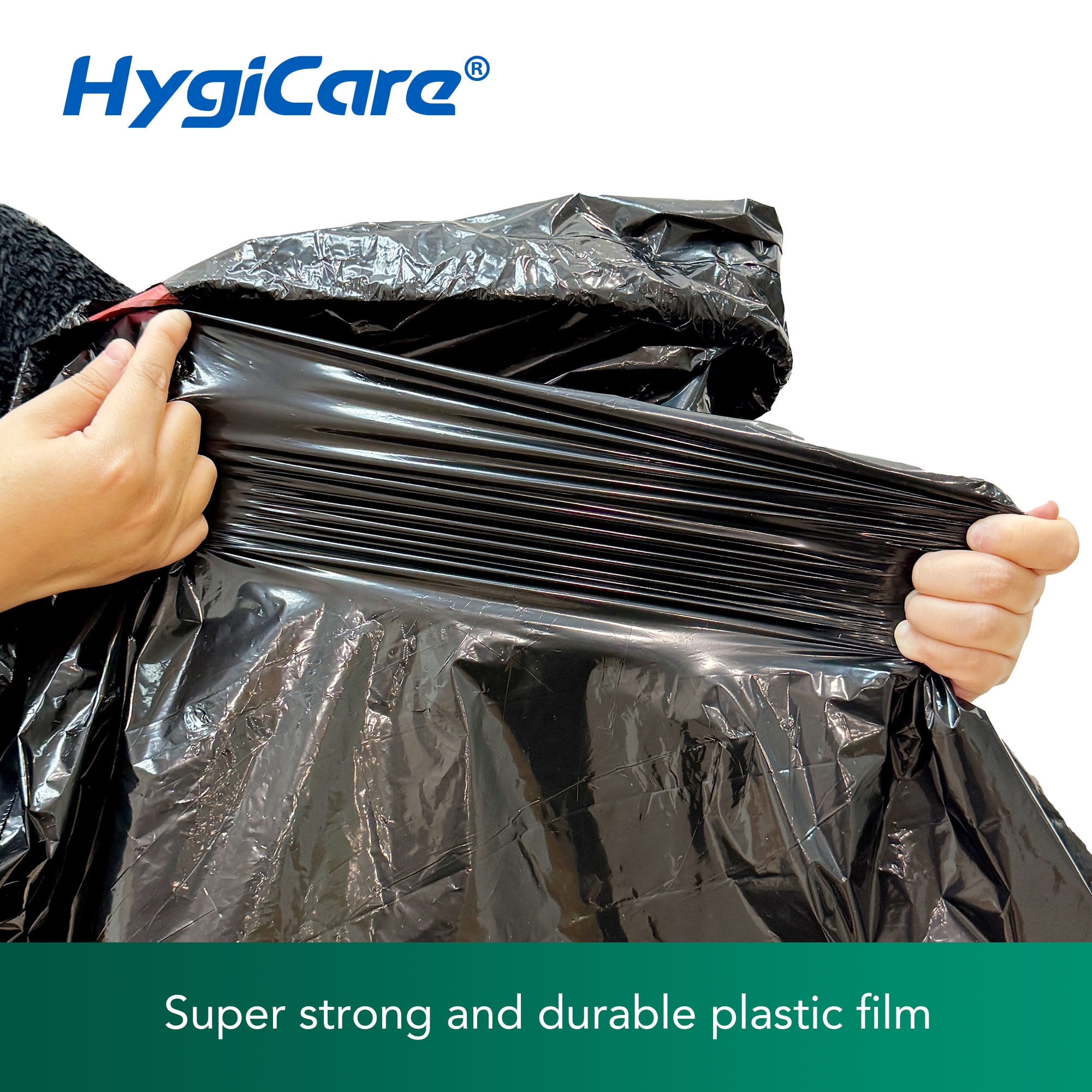 HygiCare 30 Gallon Drawstring Trash Bags, 120ct, Super Strong, Leakproof, Unscented