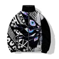 thumbnail image 4 of Ropa de invierno para hombre, de algodón, resistente al frío, para entrenamiento de mascotas, chaqueta holgada de algodón con estampado en blanco y negro, a la moda, 4 of 5