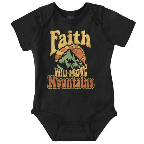 Christian Faith Will Move Mountains Romper Boys or Girls Infant Baby Brisco Brands NB