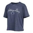 thumbnail image 2 of Women's Pressbox  Navy Penn State Nittany Lions Vintage Waist Length Script Over Logo T-Shirt, 2 of 3