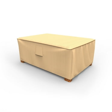 Budge 18"Hx33"Wx25"L Tan Patio Ottoman Cover, StormBlock™ Savanna