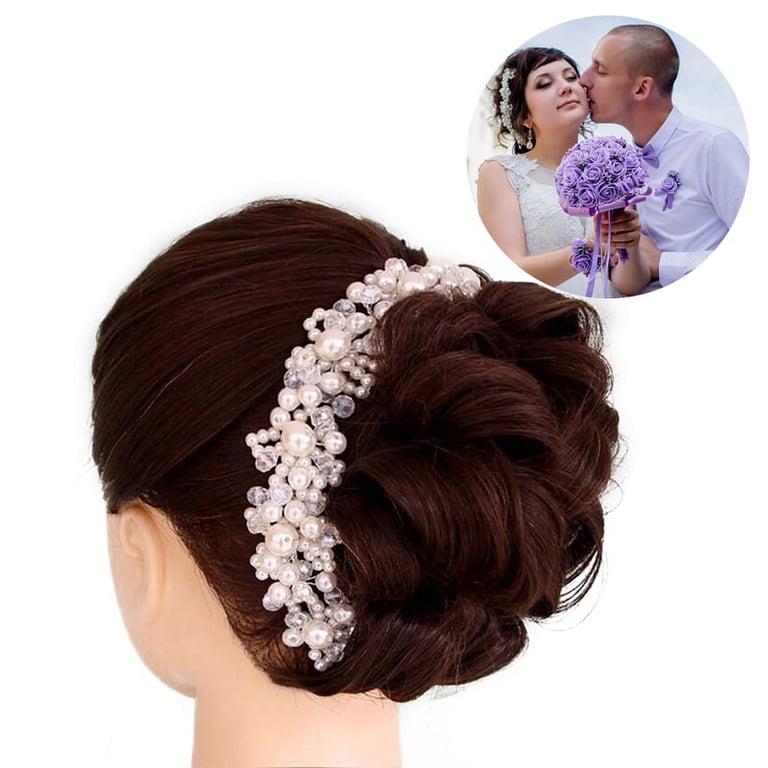 Bridal Tiara Headband Faux Pearl Crystal Butterfly Rhinestone Wedding Prom Amazon.com: Yunyuebridal Bridal Crown Baroque Pearl  main image 3