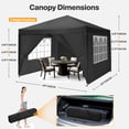 thumbnail image 4 of COBIZI 10x10 Pop up Canopy with Sidewalls Waterproof Outdoor Canopy Gazebo Anti-UV Instant Foldable Canopy Tent for Party with Carry Bag,Black, 4 of 10