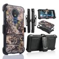 thumbnail image 1 of for 6.2" Motorola Moto G7 Power 360 degree Rotatable Kickstand Built in Screen Daul-layer Rugged back Cover Shock Resistant Belt Clip Holster Armor Impact Bumper Combo Phone Case [Camobrown], 1 of 4