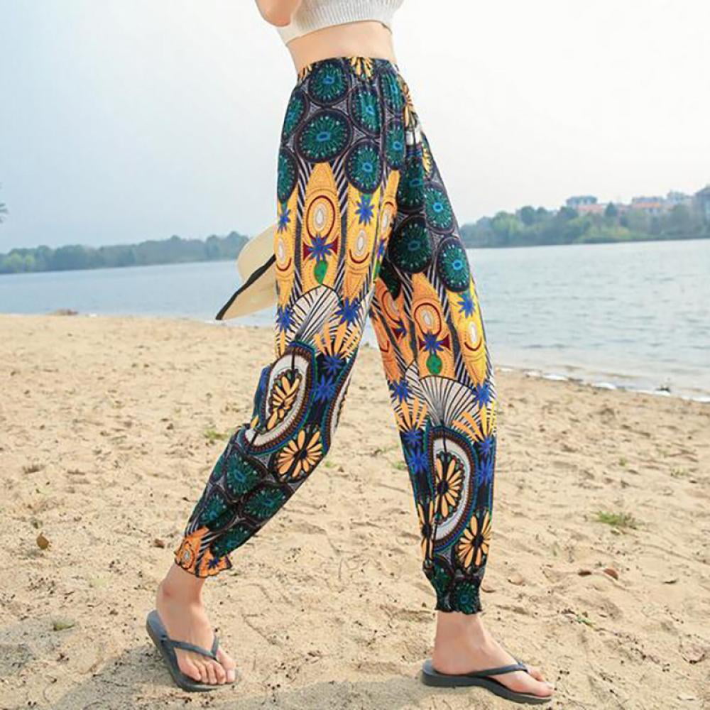 Women''s Rayon Print Smocked Waist Boho Pant Harem Yoga Hippie Palazzo  Summer Beach Pants at Rs 400/piece | हैरम पैंट्स in Jaipur | ID: 23008870497