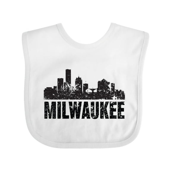 Inktastic Milwaukee Skyline Grunge Boys or Girls Baby Bib