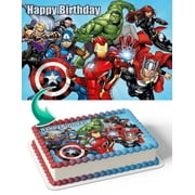 Marvel The Avengers Hulk Captain America Iron Man BB Edible Cake Image Topper Birthday Photo Icing Fondant Decoration Print 1/4 Sheet