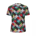 thumbnail image 4 of T Shirt For Men Squares Of Patchwork Gym T-Shirt Summer Colorful Vintage Pattern Casual Trending Tsh, 4 of 7