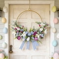 thumbnail image 1 of Corona de primavera para la puerta principal | Corona floral con marco de metal para decoración durante todo el año | Corona de flores artificiales para decoración de paredes interiores y exteriores, 1 of 8